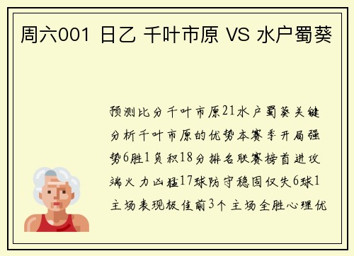 周六001 日乙 千叶市原 VS 水户蜀葵